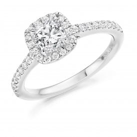 Platinum Diamond Halo Ring 0.85ct (Certified Centre Stone 0.50ct)