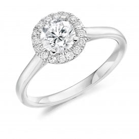 Platinum Diamond Halo Ring 0.85ct (Certified Centre Stone 0.70ct)