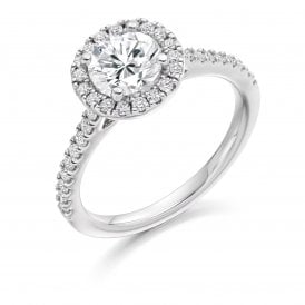 Platinum Diamond Halo Ring 1.05ct (Certified Centre Stone 0.70ct)