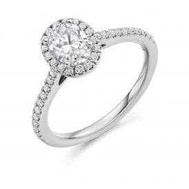Platinum Diamond Oval Halo Ring 0.85ct (Certified Centre Stone 0.50ct)