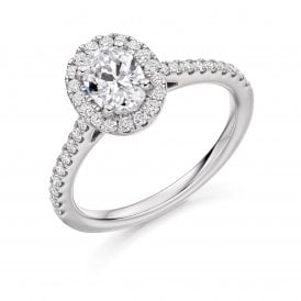 Platinum Diamond Oval Halo Ring 1.05ct (Certified Centre Stone 0.70ct)