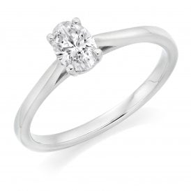 Platinum Diamond Oval Solitaire Ring 0.40ct (Certified Stone)