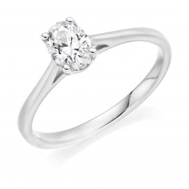 Platinum Diamond Oval Solitaire Ring 0.50ct (Certified Stone)