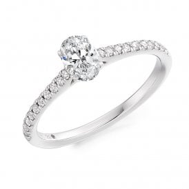 Platinum Diamond Oval Solitaire Ring .58ct (Certified Centre Stone .33ct)