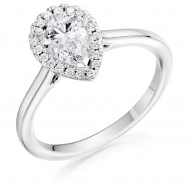 Platinum Diamond Pear Halo Ring 0.85ct (Certified Centre Stone 0.70ct)