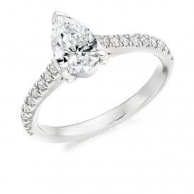 Platinum Diamond Pear Solitaire Ring 1.00 ct (.75ct Certified Centre Stone)