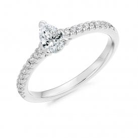 Platinum Diamond Pear Solitaire Ring .53ct (.33ct Certified Centre Stone)