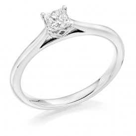 Platinum Diamond Princess Solitaire Ring .33ct (Certified Stone)