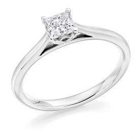 Platinum Diamond Princess Solitaire Ring .40ct (Certified Stone)