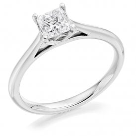 Platinum Diamond Princess Solitaire Ring .50ct (Certified Stone)