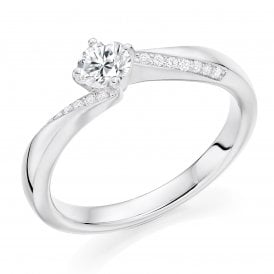 Platinum Diamond Soliaire Twist Ring 0.43ct (Certified Centre Stone 0.33ct)