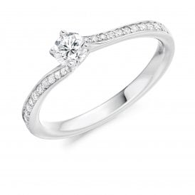 Platinum Diamond Soliaire Twist Ring 0.53ct (Certified Centre Stone 0.33ct)