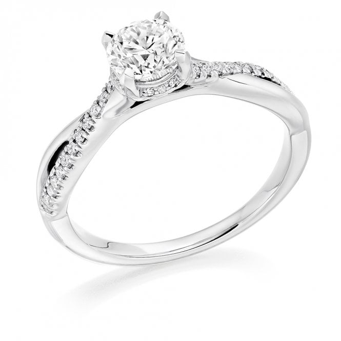 Lowry Diamonds Platinum Diamond Solistaire Twist Ring 0.87ct (GIA Certified Centre Stone 0.72ct F / VS2)