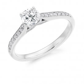 Platinum Diamond Solitaire Ring .75ct (Certified Centre Stone)