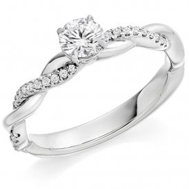 Platinum Diamond Solitaire Twist Ring 0.45CT (Certified Centre Stone 0.33ct)