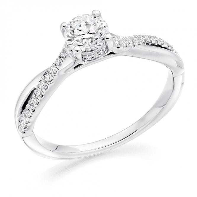 Lowry Diamonds Platinum Diamond Solitaire Twist Ring 0.65ct (Certified Centre Stone D / S1 0.50ct)