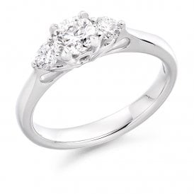 Platinum Diamond Trillogy Ring 0.80ct (Certified Centre Stones)