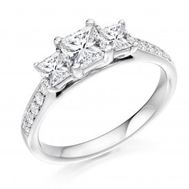 Platinum Diamond Trillogy Ring 0.83ct (Certified Centre Stones)