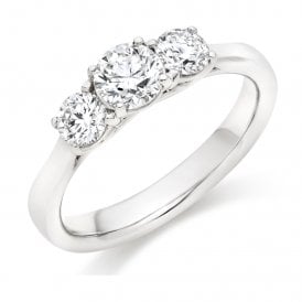 Platinum Diamond Trillogy Ring 1.00ct (Certified Centre Stones)