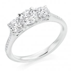 Platinum Diamond Trillogy Ring 1.15ct (1.00ct Certified Centre Stones)