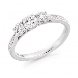 Platinum Diamond Trilogy Ring 0.96ct