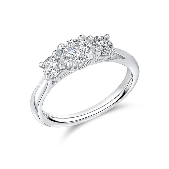 Lowry Diamonds Platinum Lab Grown Diamond 3 Stone Ring 2.06ct Certified E VS1 (Centre 1.06ct)