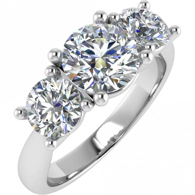 Lowry Diamonds Platinum Lab Grown Diamond 3 Stone Ring 4.34ct D VVS