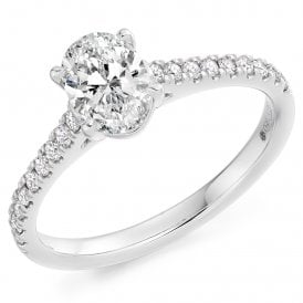 Platinum Lab Grown Diamond Oval Cut Solitaire Ring E VVS 2.21ct