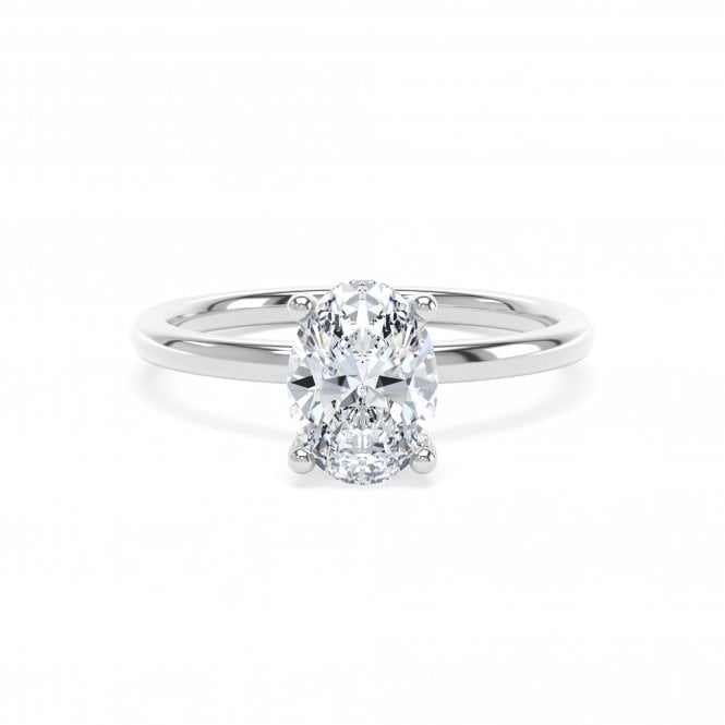 Platinum Lab Grown Diamond Oval Solitaire Ring D VVS