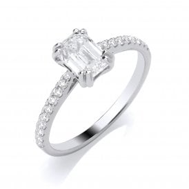 Platinum Lab Grown Emerald Cut Ring 2.2ct  D/E VS1