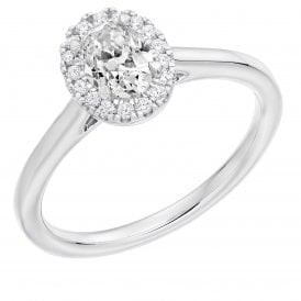 Platinum Oval Diamond Halo Ring 0.37ct (Certified Centre Stone 0.25ct)
