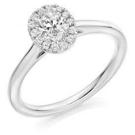 Platinum Oval Diamond Halo Ring 0.48ct (Certified Centre Stone 0.33ct)