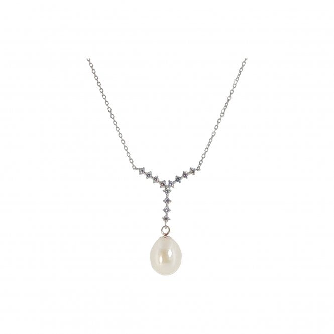 Lowry Sterling Silver Silver 10mm CZ Pearl Necklace POW70378FW