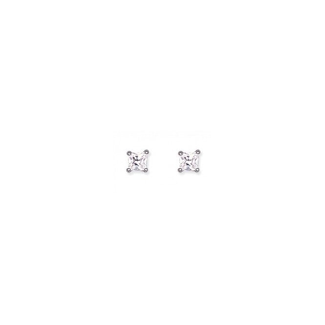 Lowry Sterling Silver Silver 3mm Cz Square Stud Earrings