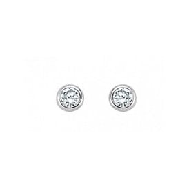 Silver 3mm Rub Over Cz Stud Earrings