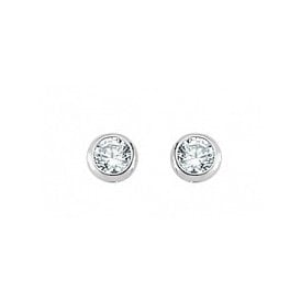 Silver 4mm Rub Over Cz Stud Earrings