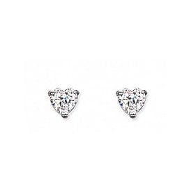 Silver 5mm Cz Heart Stud Earrings