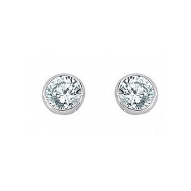 Silver 6mm Rub Over Cz Stud Earrings