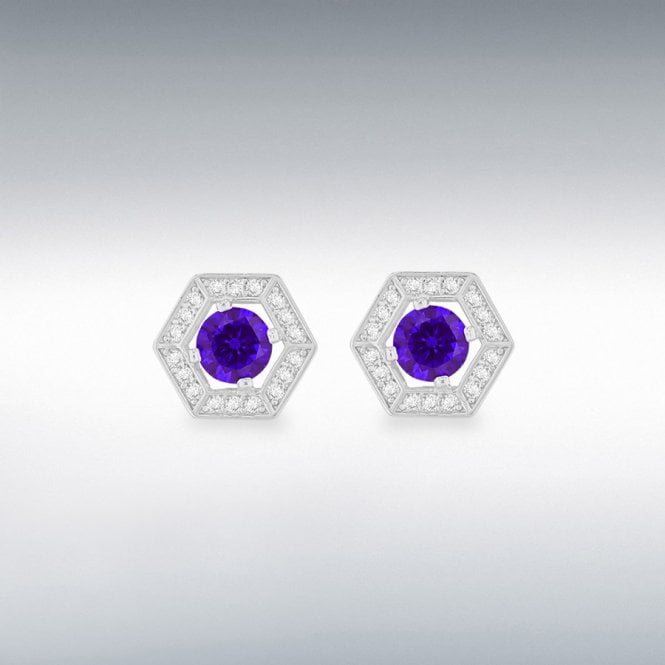 Lowry Sterling Silver Silver Amy & Cz Cluster Stud Earrings