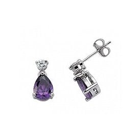 Silver Amy & Cz Drop Earrings