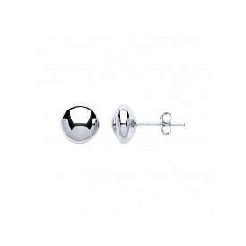 Silver Button Stud Earrings