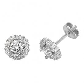 Silver Cz Cluster Stud Earrings