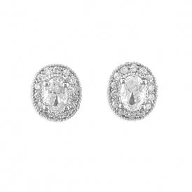 Silver Cz Cluster Stud Earrings