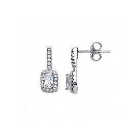 Silver CZ Drop Earrings
