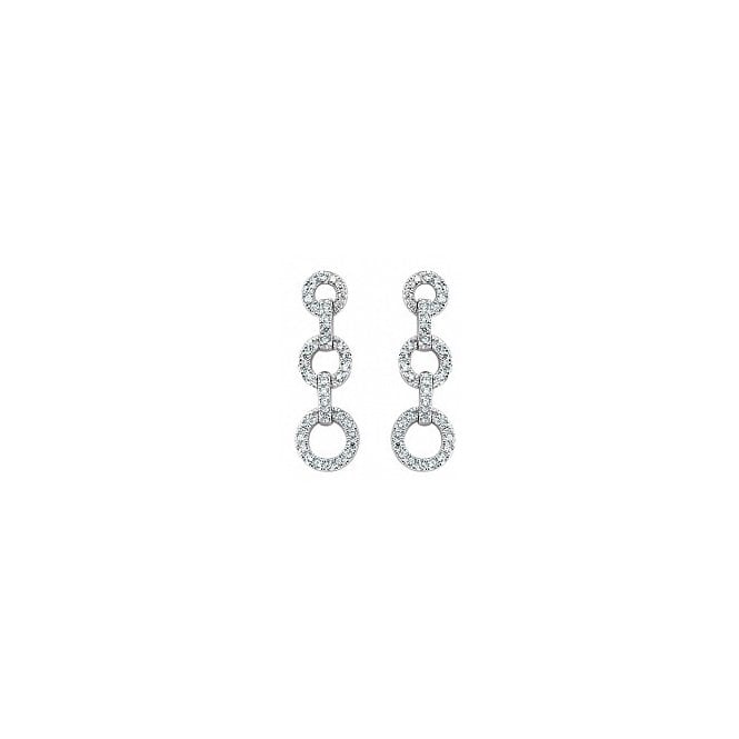 Lowry Sterling Silver Silver Cz Drop Earrings