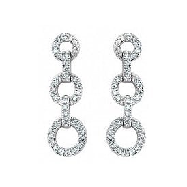 Silver Cz Drop Earrings