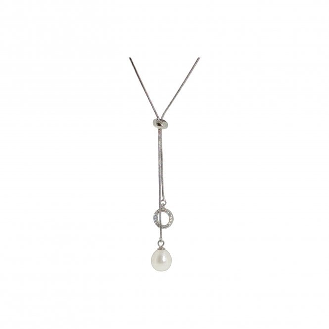 Lowry Sterling Silver Silver CZ Freshwater Pearl Necklace