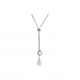 Silver CZ Freshwater Pearl Necklace