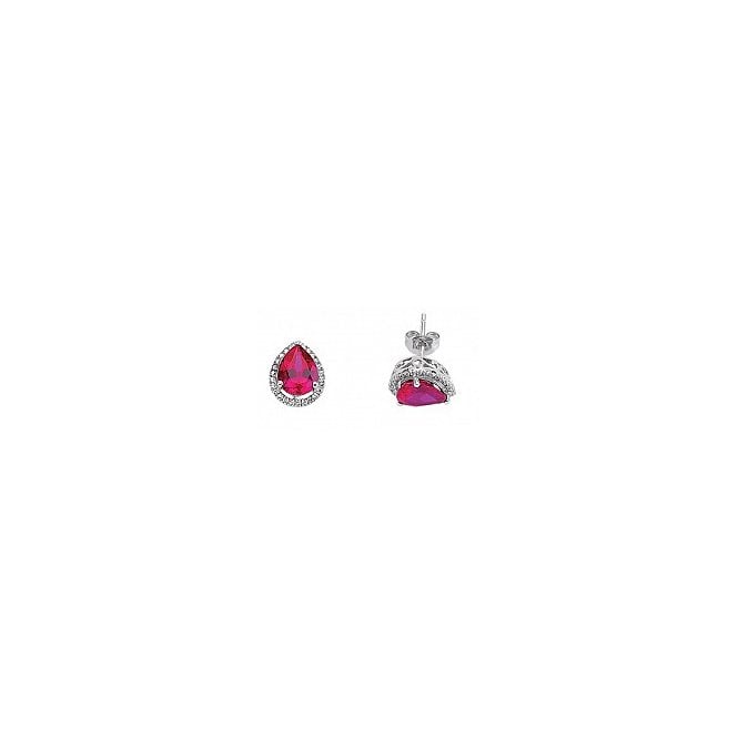 Lowry Sterling Silver Silver CZ & Garnet Earrings