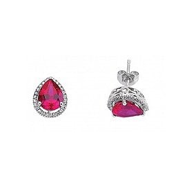 Silver CZ & Garnet Earrings